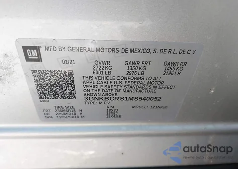 2021 Chevrolet Blazer Fwd 2Lt from USA, damaged, VIN 3GNKBCRS1MS540052